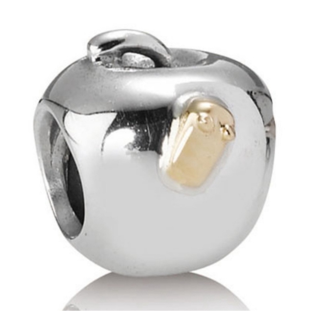 Apple with 14K gold worm Pandora Charm